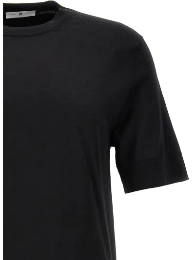 Pt Torino Round-neck Stretch T-shirt In Black