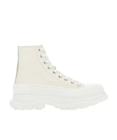 Alexander Mcqueen Sack Sneaker In Canvas With Leather Interior In Nude