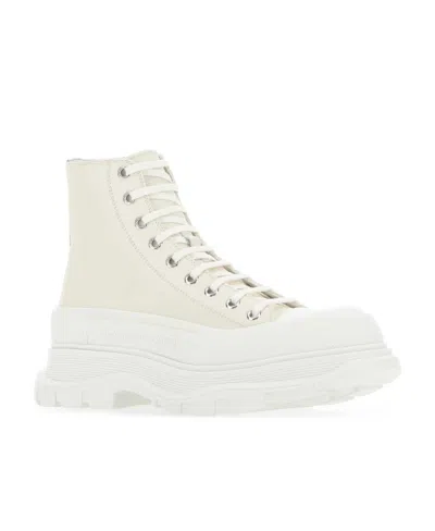 Alexander Mcqueen Sack Sneaker In Canvas With Leather Interior In Nude