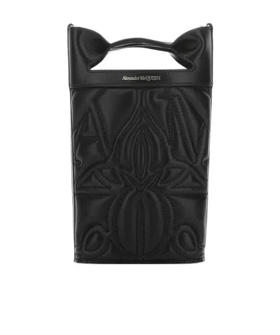 Alexander Mcqueen Borsa A Secchiello The Bow In Pelle Nera Donna In Black