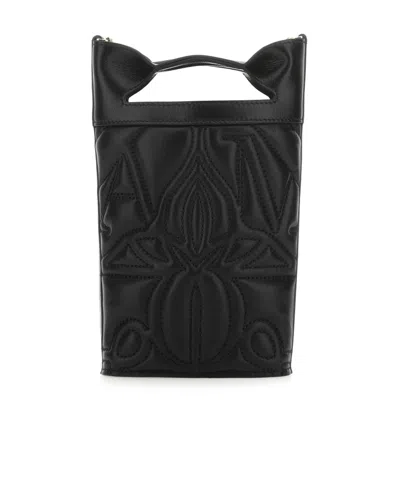 Alexander Mcqueen Borsa A Secchiello The Bow In Pelle Nera Donna In Black