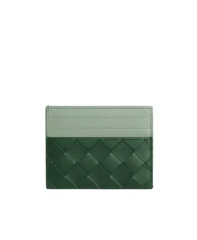 Bottega Veneta Intreciato Woven Card Bag In Rain Tree Green/sage Green