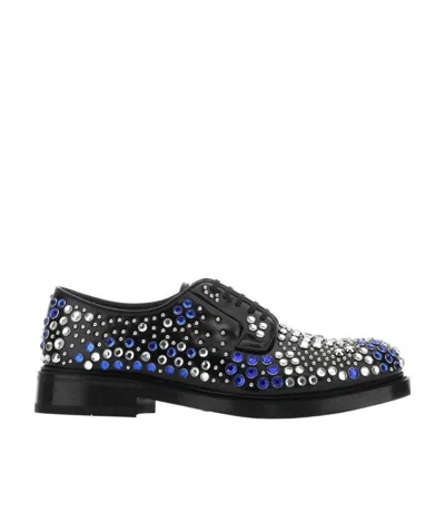 Prada Multicolor Embellished Leather Lace-up Shoes