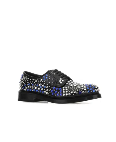 Prada Multicolor Embellished Leather Lace-up Shoes