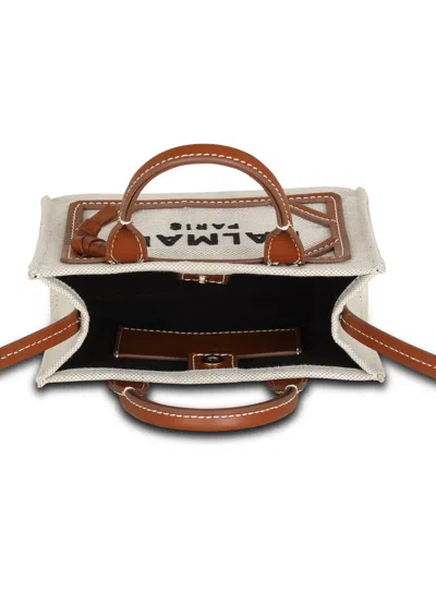 Balmain B-army Mini Canvas Shopping Bag With Leather Inserts In Neutral