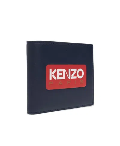 Kenzo Paris Leather Wallet In Blue