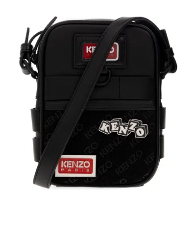 Kenzo Logo Badge Messenger Bag In White