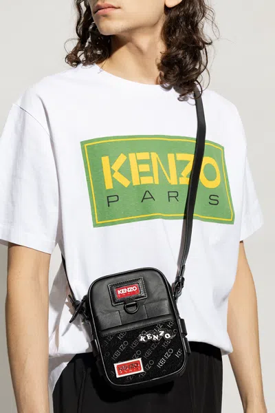Kenzo Logo Badge Messenger Bag In White
