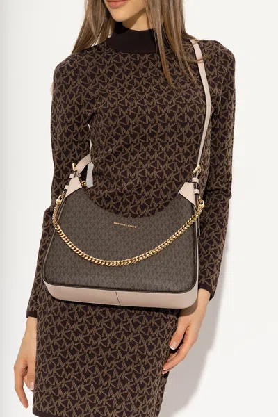 Michael Kors Monogram-pattern Satchel Bag In Brown