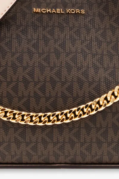 Michael Kors Monogram-pattern Satchel Bag In Brown