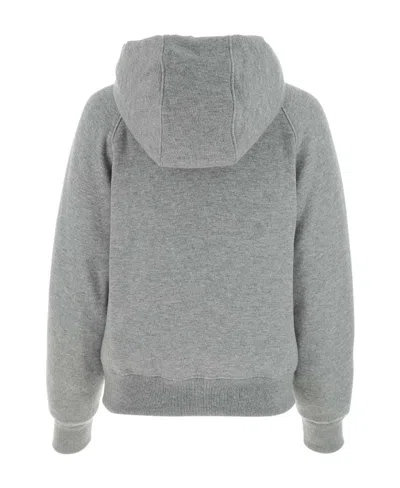 Prada Luxe Cashmere Blend Hooded Down Jacket In Grey