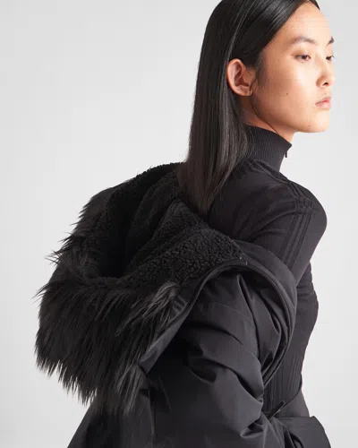 Prada Black Re-nylon Ski Jacket In Black