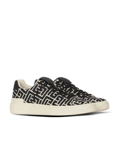 Balmain B Court Monogram Jacquard Low-top Sneaker In White