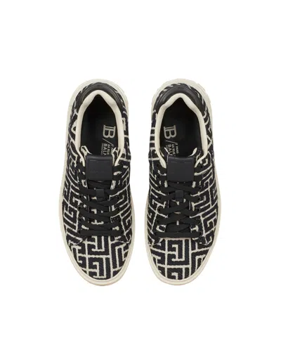 Balmain B Court Monogram Jacquard Low-top Sneaker In White