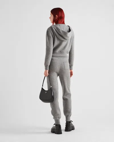 Prada Practical Cashmere-blend Joggers For Women In Grey