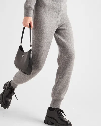 Prada Practical Cashmere-blend Joggers For Women In Grey
