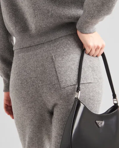 Prada Practical Cashmere-blend Joggers For Women In Grey