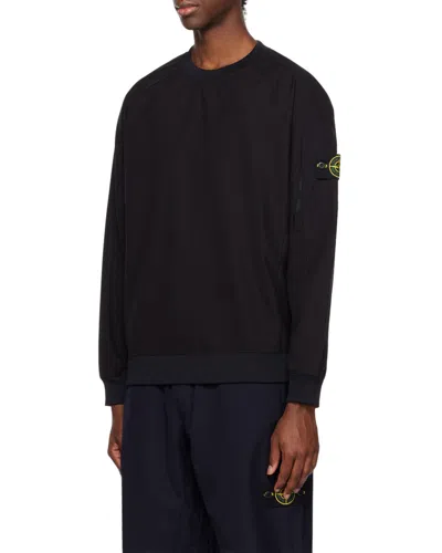 Stone Island Sweater With Logo In Blue