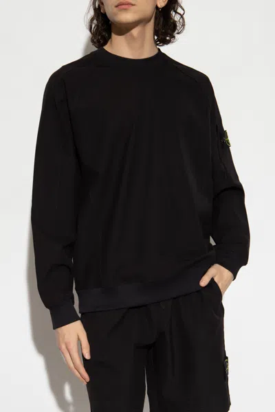 Stone Island Sweater With Logo In Blue