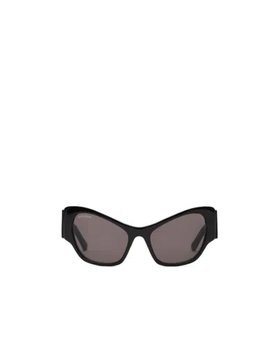 Balenciaga Rectangular Acetate Sunglasses In Black