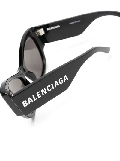 Balenciaga Rectangular Acetate Sunglasses In Black