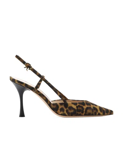Gianvito Rossi Ascent Leopard-print Suede Slingback Pumps In Black