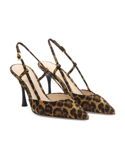 Gianvito Rossi Ascent Leopard-print Suede Slingback Pumps In Black