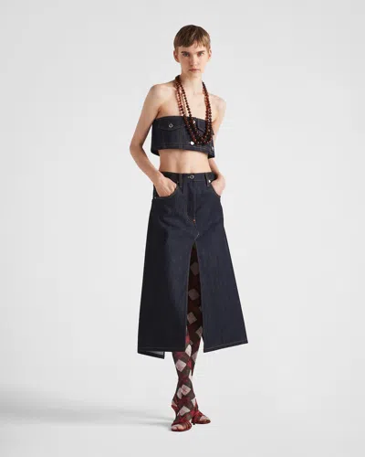 Prada Crop-top Aus Selvedge-denim In Blue