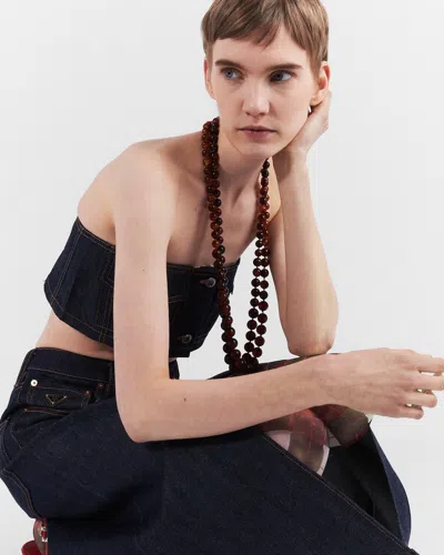 Prada Crop-top Aus Selvedge-denim In Blue