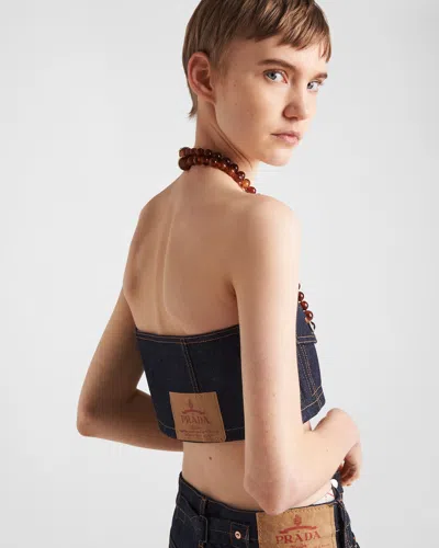 Prada Crop-top Aus Selvedge-denim In Blue