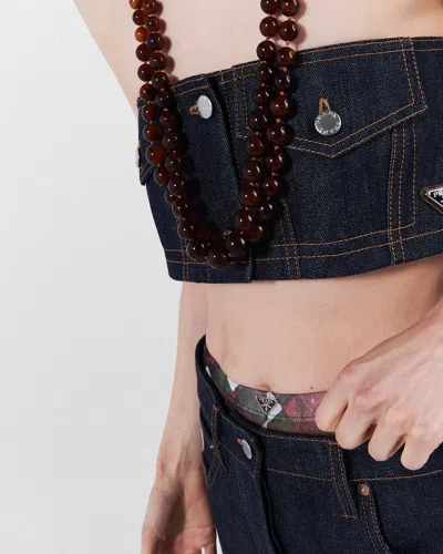 Prada Crop-top Aus Selvedge-denim In Blue