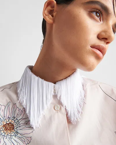 Prada Printed Poplin Oversize Shirt In Peach Color