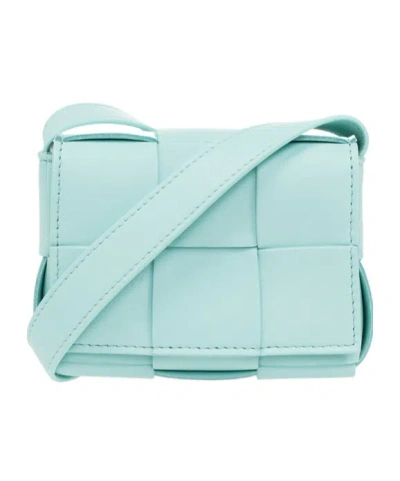 Bottega Veneta Cassette Knitted Shoulder Bag In Blue