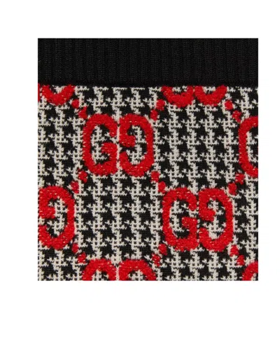 Gucci Gg Houndstooth Knit Skirt In Multicolor