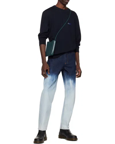 Apc Logo-print Messenger Bag In Blue