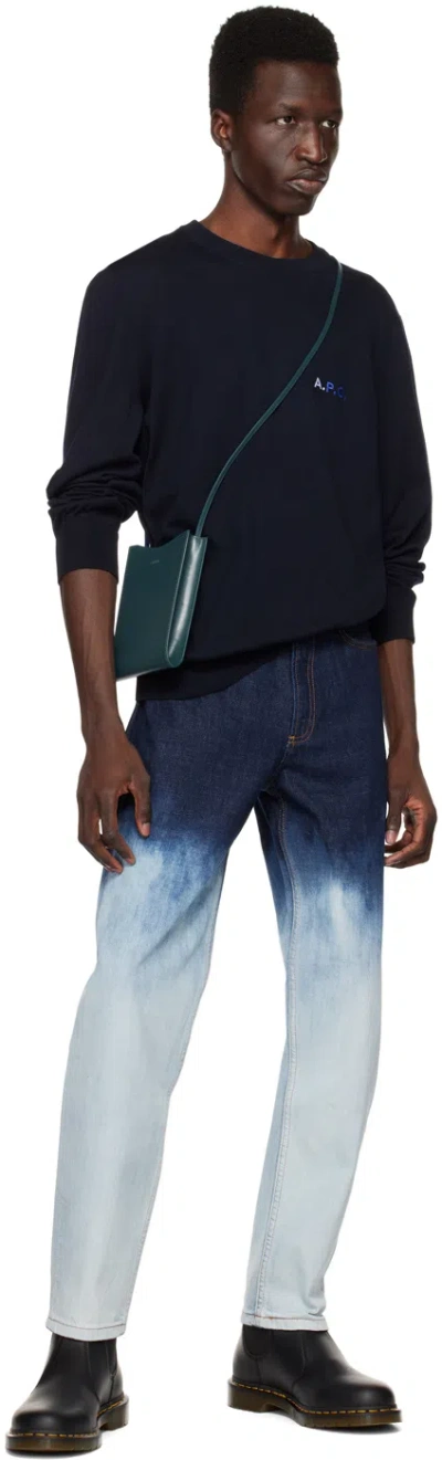 Apc Logo-print Messenger Bag In Blue