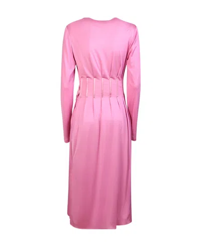 Tom Ford Draped Silk Jersey Corset Midi Wrap Dress In Pink