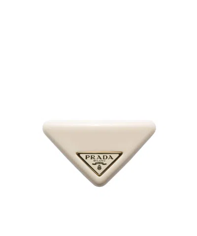 Prada Triangle Plexiglass Barrette In Yellow