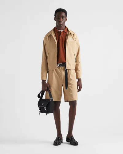 Prada Poplin Bermudas In Desert Yellow