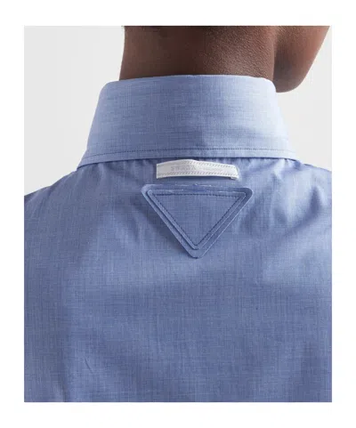 Prada Short-sleeved Button-down Shirt In Sapphire Blue