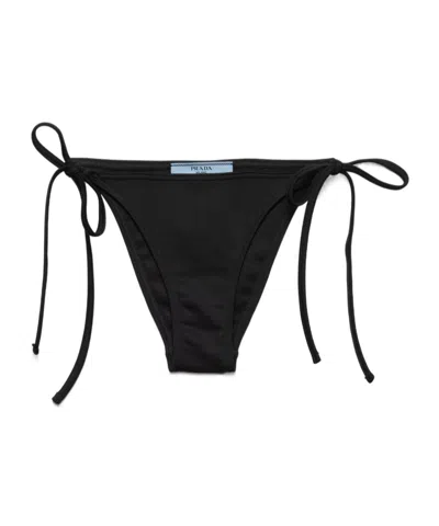 Prada Interlock Knit Bikini Bottom In Black