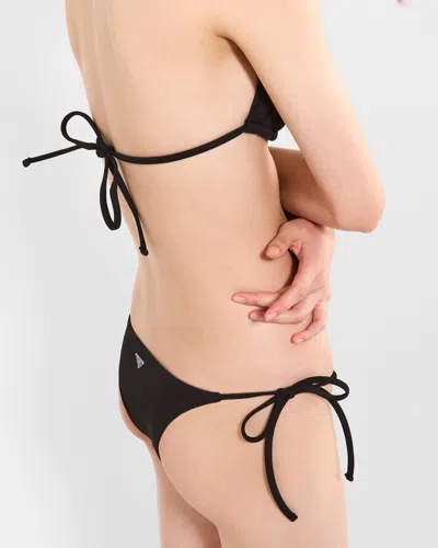 Prada Interlock Knit Bikini Bottom In Black