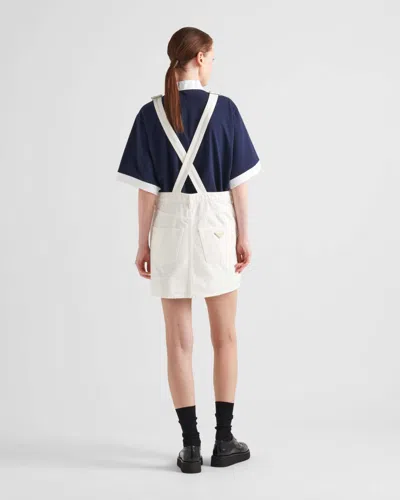 Prada Denim Dungarees Dress Adjustable Straps In White