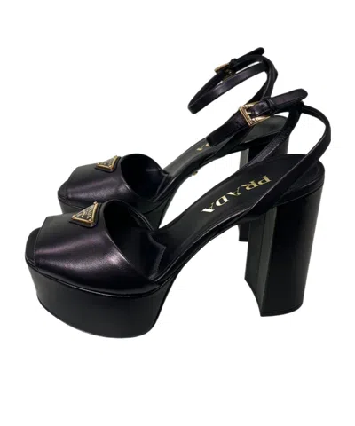 Prada Black Nappa Leather Sandals In Black