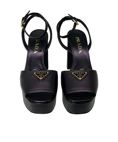 Prada Black Nappa Leather Sandals In Black