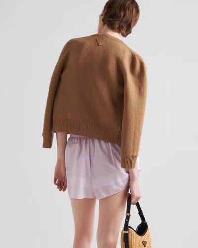 Prada Check Pattern Shorts In Snow Pink