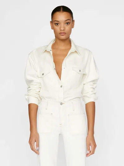 Frame Long-sleeved Buttoned Shirt In White