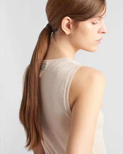 Prada Buttoned Cashmere Tank Top In Neutral Color