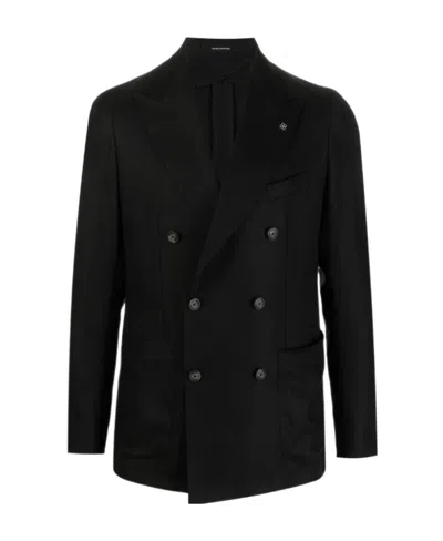 Tagliatore Peak-lapels Double-breasted Blazer In Black