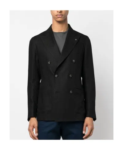 Tagliatore Peak-lapels Double-breasted Blazer In Black